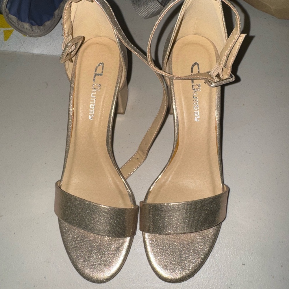 CL by Laundry Gold Heeled Sandals with Ankle Strap